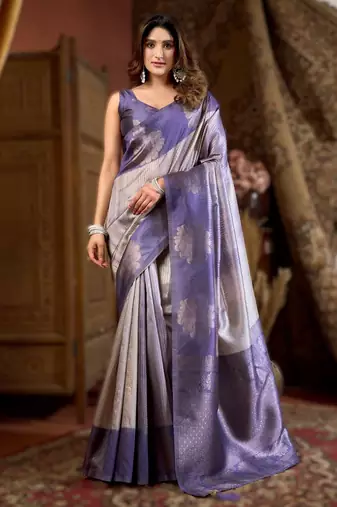 purple gobuni prijam kota silk blend saree – 6 pc elegant set