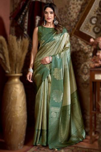 green gobuni prijam kota silk blend saree – 6 pc elegant set