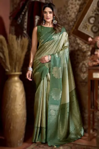 green gobuni prijam kota silk blend saree – 6 pc elegant set
