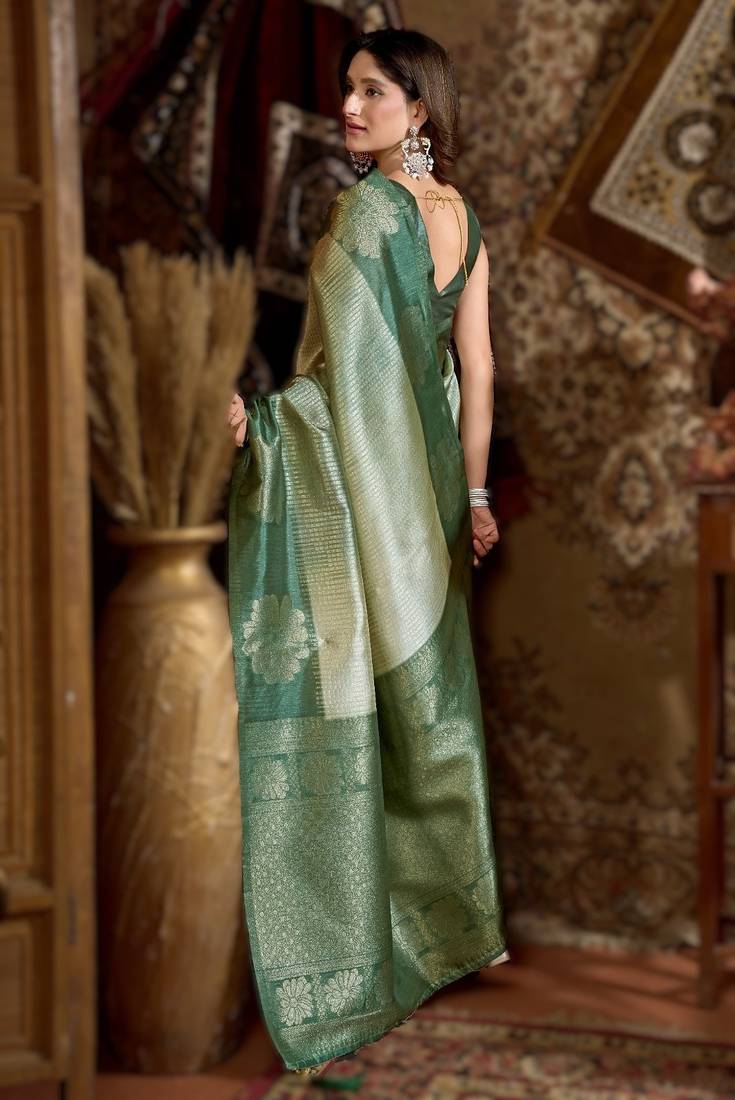 green gobuni prijam kota silk blend saree – 6 pc elegant set