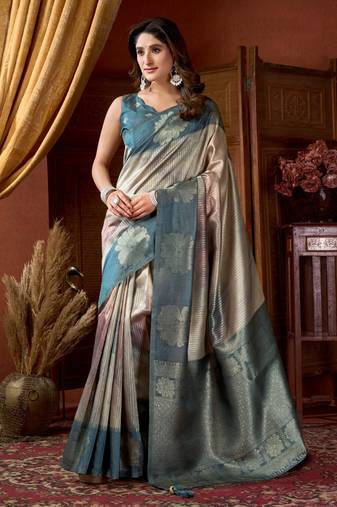 gery gobuni prijam kota silk blend saree     6 pc elegant set