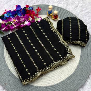 black star georgette saree with sequin work 3