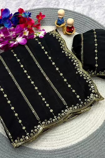 black star georgette saree with sequin work