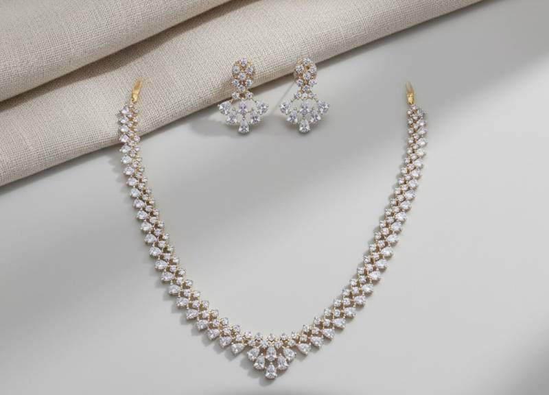 Ivory radiance diamond necklace set