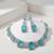 Zaveri pearls silver-plated sea green stone-studded jewellery set