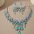 Silver-plated mint green stone-studded jewellery set with earrings