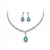Silver-plated sea green teardrop stone-studded jewellery set