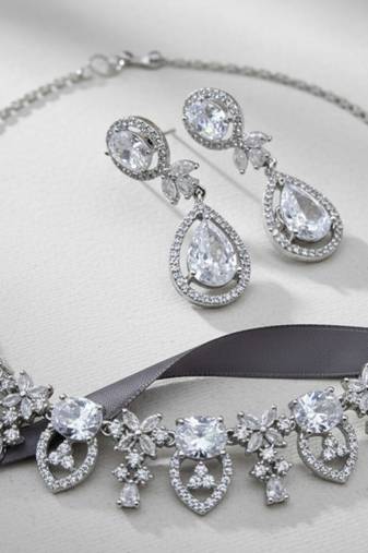 Silver-plated sea green stone-studded jewellery