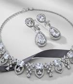 Silver-plated sea green stone-studded jewellery