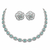 Silver-plated mint green emerald-cut stone-studded jewellery set