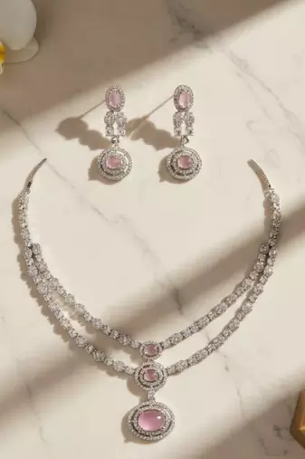 Blush halo jewelry set