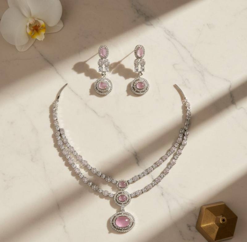 Blush halo jewelry set