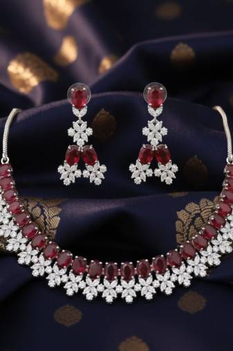 Ruby floral elegance jewelry set