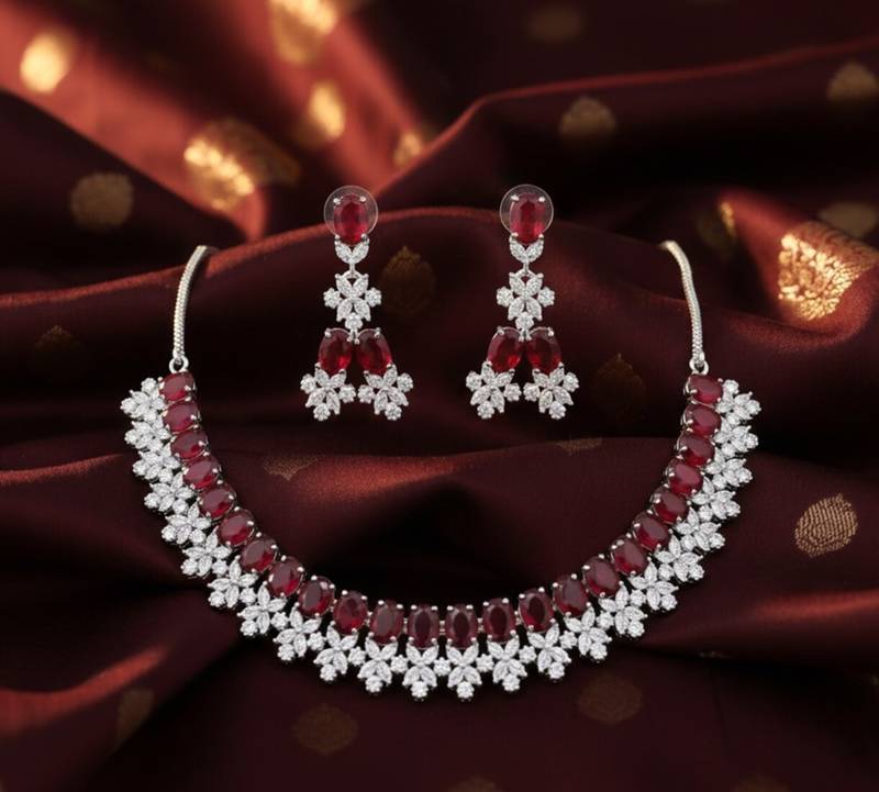 Ruby floral elegance jewelry set