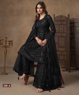 Black embroidered Sharara suit 3