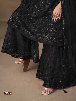 Black embroidered Sharara suit 4