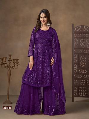 Purple embroidered Sharara suit 3