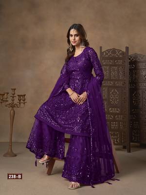 Purple embroidered Sharara suit 4