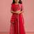 girls red bandhani printed lehenga choli set with organza dupatta 