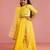 yellow bandhani printed lehenga choli set with organza dupatta