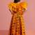  girls mustard patola print rayon lehenga choli set with accessories & ruffled hand gloves