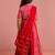 girls red bandhani printed lehenga choli set with organza dupatta 