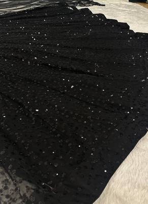 Black Net Sequins & Zari Embroidered Lehenga set with Choli and dupatta with dupatta 4
