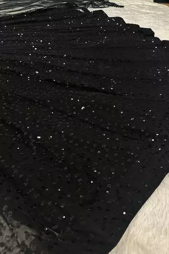 Black Net Sequins & Zari Embroidered Lehenga set with Choli and dupatta with dupatta