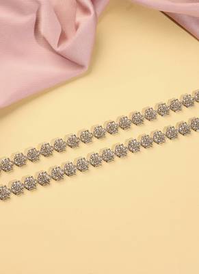 Dazzling flower design brown kundan stone antique gold plated set of 2 anklet(payal) for women 3