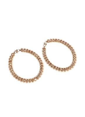 Elegant circle shape pearl brown kundan stone antique gold plated set of 2 anklet(payal) for women 1