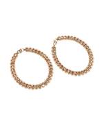 Elegant circle shape pearl brown kundan stone antique gold plated set of 2 anklet(payal) for women