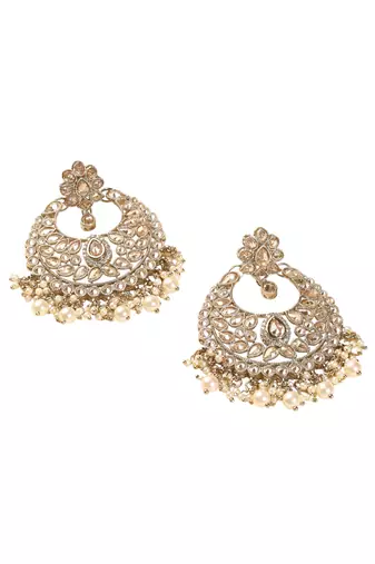 Lovely chandelier shape brown kundan stone antique gold plated chandelier earring for women