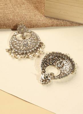Lovely chandelier shape brown kundan stone antique gold plated chandelier earring for women 4