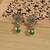 Modish flower design and circle green kundan stone antique gold plated dangle earring for women