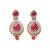 Stylish round and oval shape red kundan stone antique gold plated brass dangle earring for women