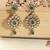 Round flower shape green kundan stone antique gold plated brass dangle earring maang tikka for women