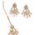 Chandelier pink pearl brown kundan antique gold plated brass earring maang tikka for women