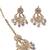 Chandelier purple pearl brown kundan antique gold plated brass earring with maang tikka for women