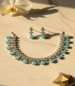 Aqua blossom jewelry set