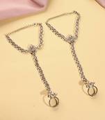 Flower and oval shape pearl brown kundan gold plated set of 2 brass hathpaan(hathphool) for women