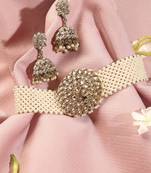 Gorgeous flower design and mother of pearl antique gold plated collar necklace set for women