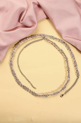 Designer oval shape and pearl brown kundan stone antique gold plated waist belt(kamarband) for women