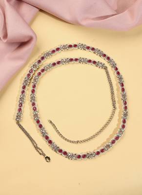 Desirable oval shape and pearl ruby kundan stone antique gold plated waist belt(kamarband) for women 1
