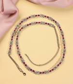 Desirable oval shape and pearl ruby kundan stone antique gold plated waist belt(kamarband) for women