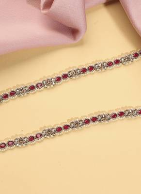 Desirable oval shape and pearl ruby kundan stone antique gold plated waist belt(kamarband) for women 3