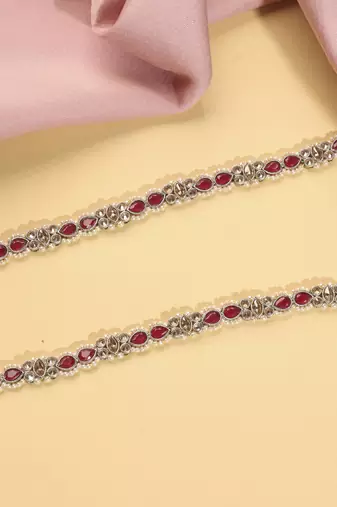 Desirable oval shape and pearl ruby kundan stone antique gold plated waist belt(kamarband) for women