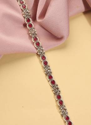 Desirable oval shape and pearl ruby kundan stone antique gold plated waist belt(kamarband) for women 4