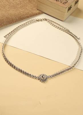 Elegant oval shape and pearl brown kundan stone antique gold plated waist belt(kamarband) for women 1