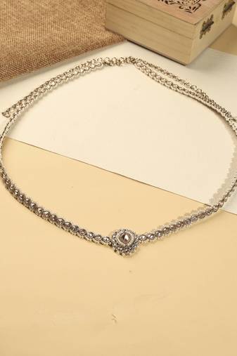 Elegant oval shape and pearl brown kundan stone antique gold plated waist belt(kamarband) for women