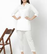 White embroidered rayon kurta set